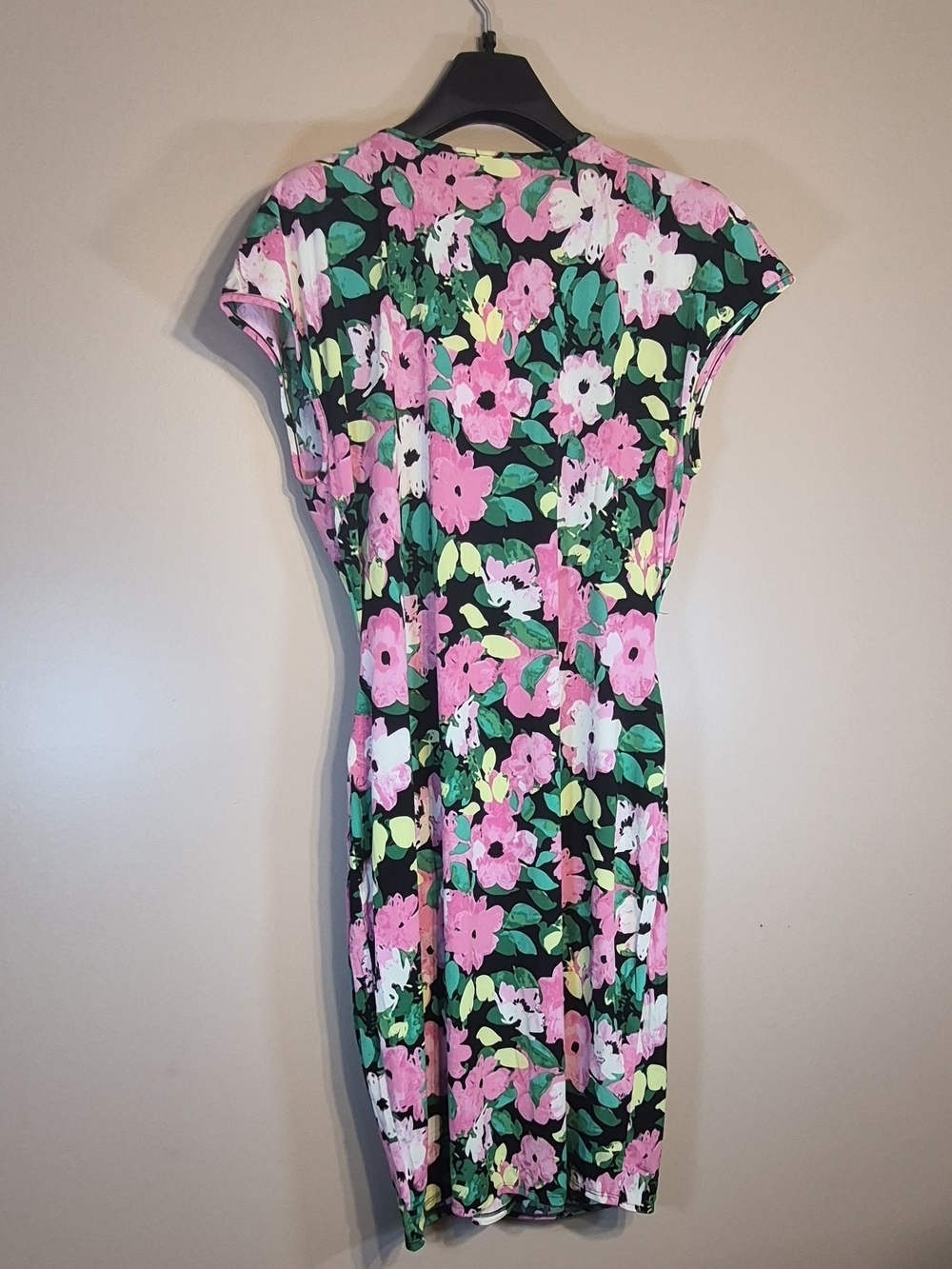 Floral Midi Wrap Dress in Pink & Green - Picture 4 of 4